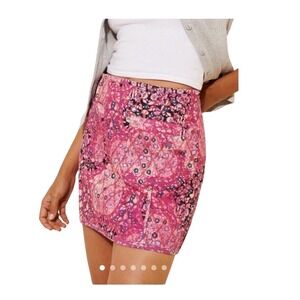 Free People Sz 2 Darla Sweetheart Combo Tapestry Quilted Mini Skirt Floral